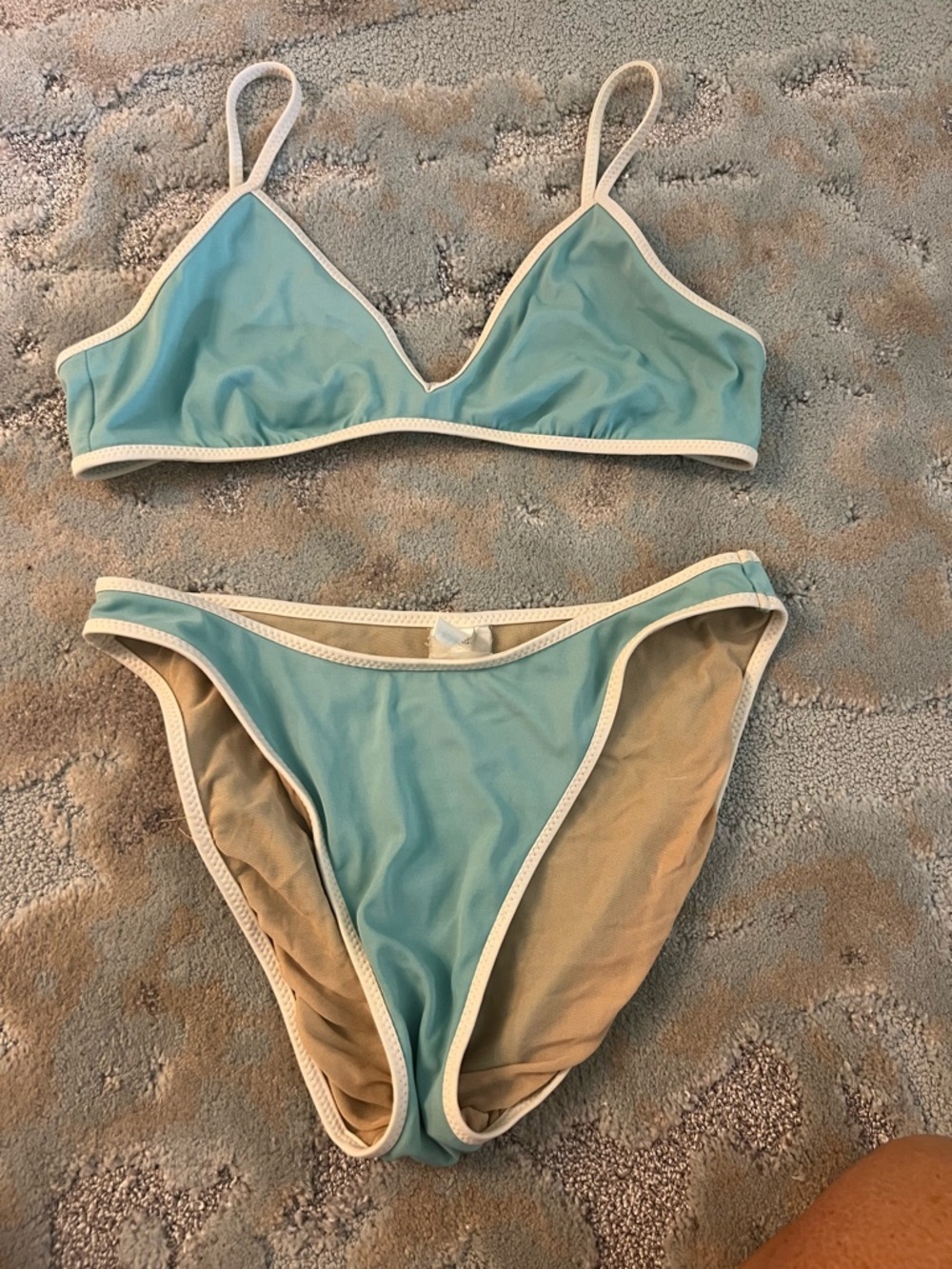 Light Blue Bikini Set with White Trim